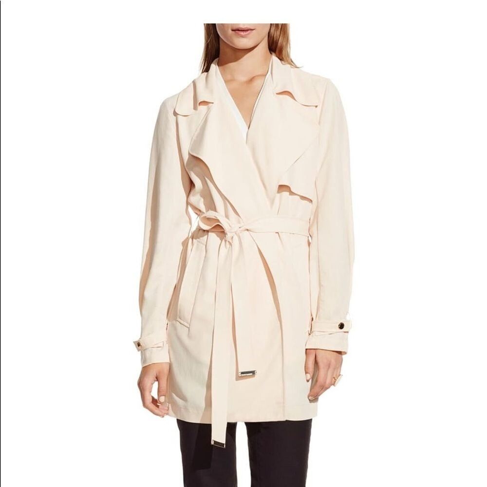 Women's Light Pink Vince Camuto Belted Soft Trench Coat XS